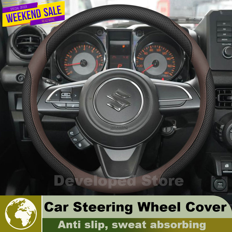 Car Steering Wheel Cover Anti Slip Breathable - Funda de Cuero para Volante de