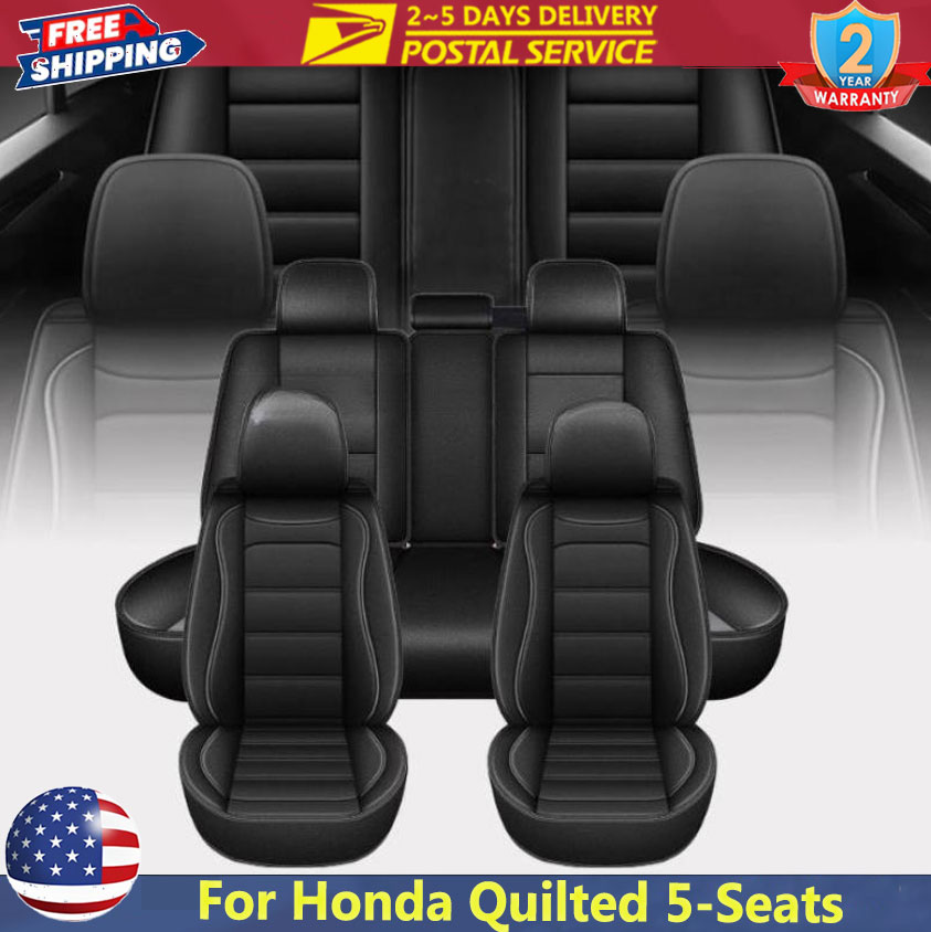 Leather Car Seat Covers Full Set Universal - Funda de asiento universal negra de