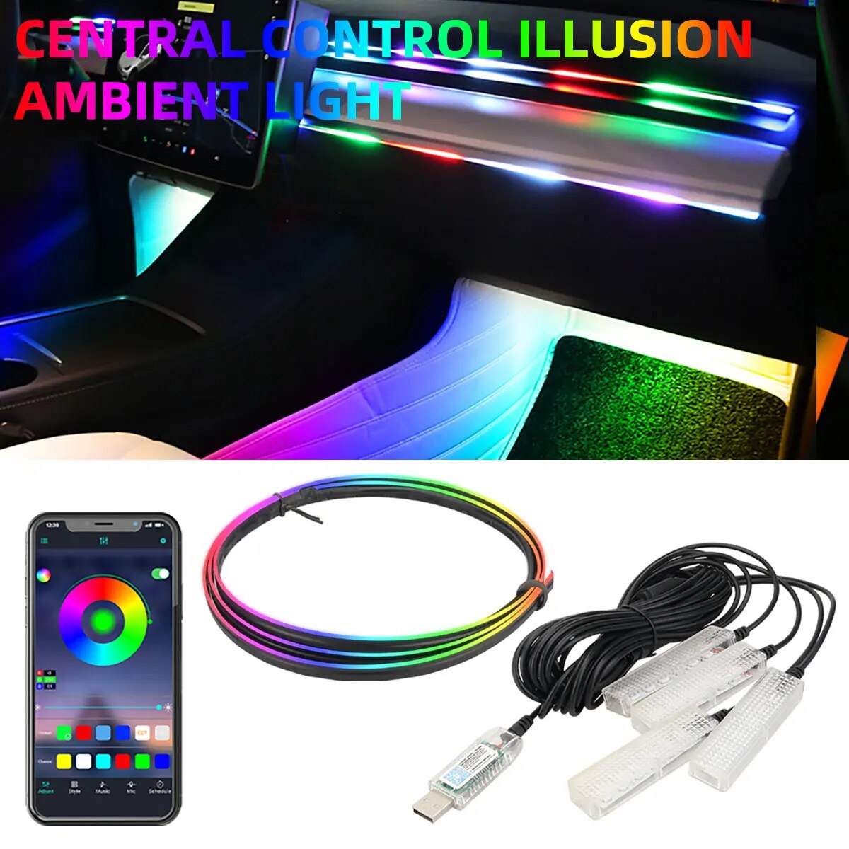 Led Ambient Interior Car Lights App Control - Symphony LED con Control remoto inalámbrico