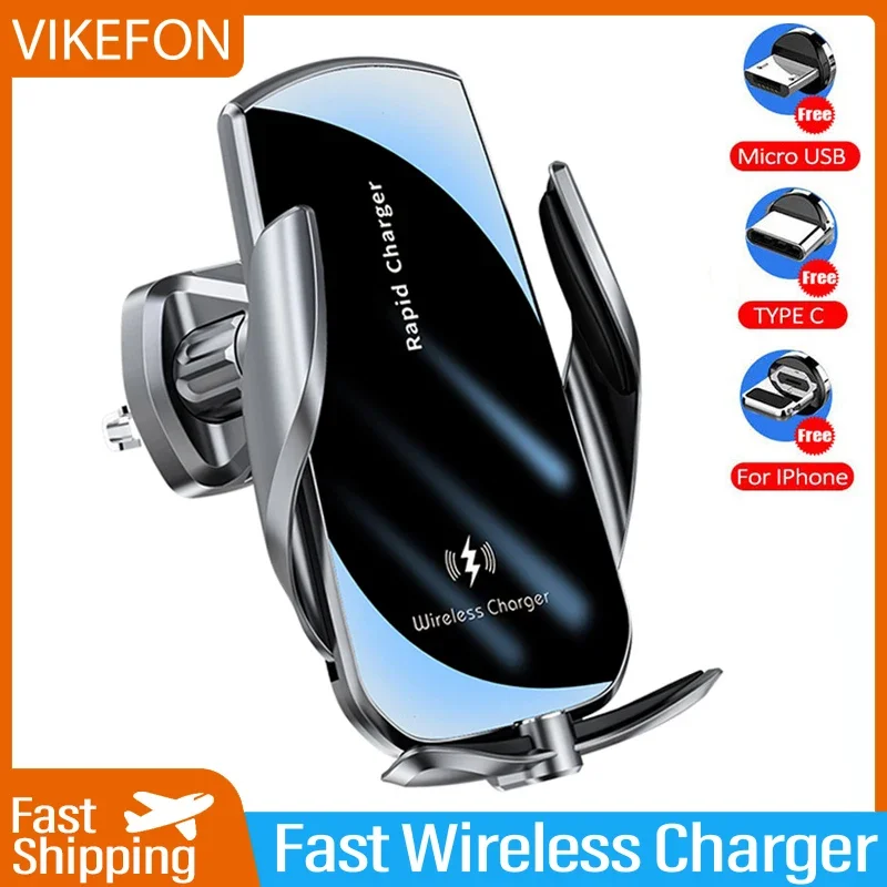 Wireless Car Charger Mount Fast Charging - VIKEFON-cargador inalámbrico para coche, accesorio de