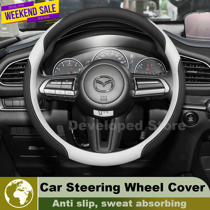 Car Steering Wheel Cover Anti Slip Breathable - Funda de Cuero para Volante de