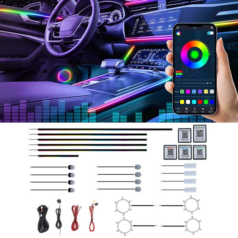 Led Ambient Interior Car Lights App Control - Kit de Luces LED RGB Dinámicas