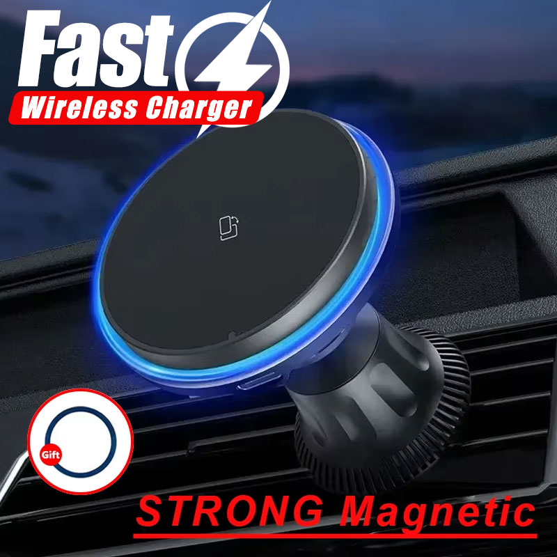 Wireless Car Charger Mount Fast Charging - Cargador inalámbrico magnético LED/RGB para coche,