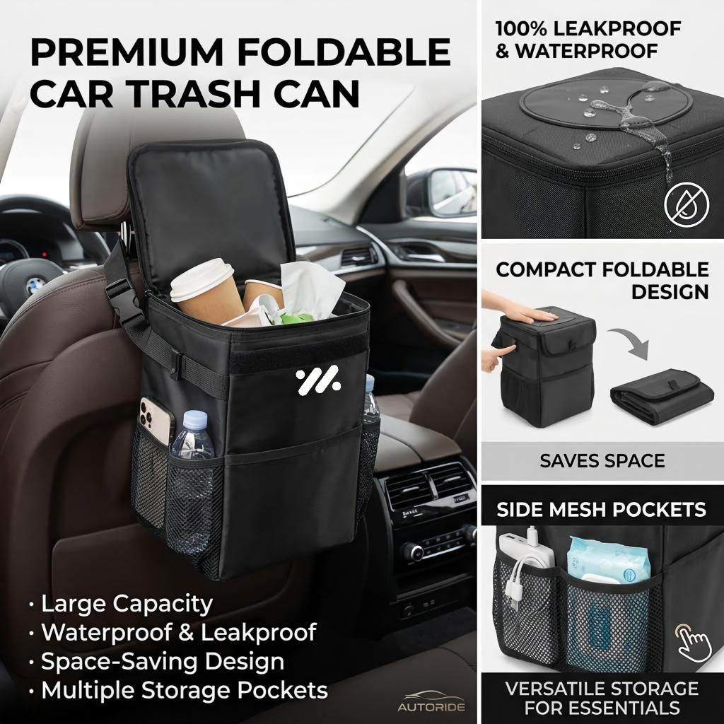 Waterproof Car Trash Can With Lid - Bolsa de almacenamiento impermeable para la