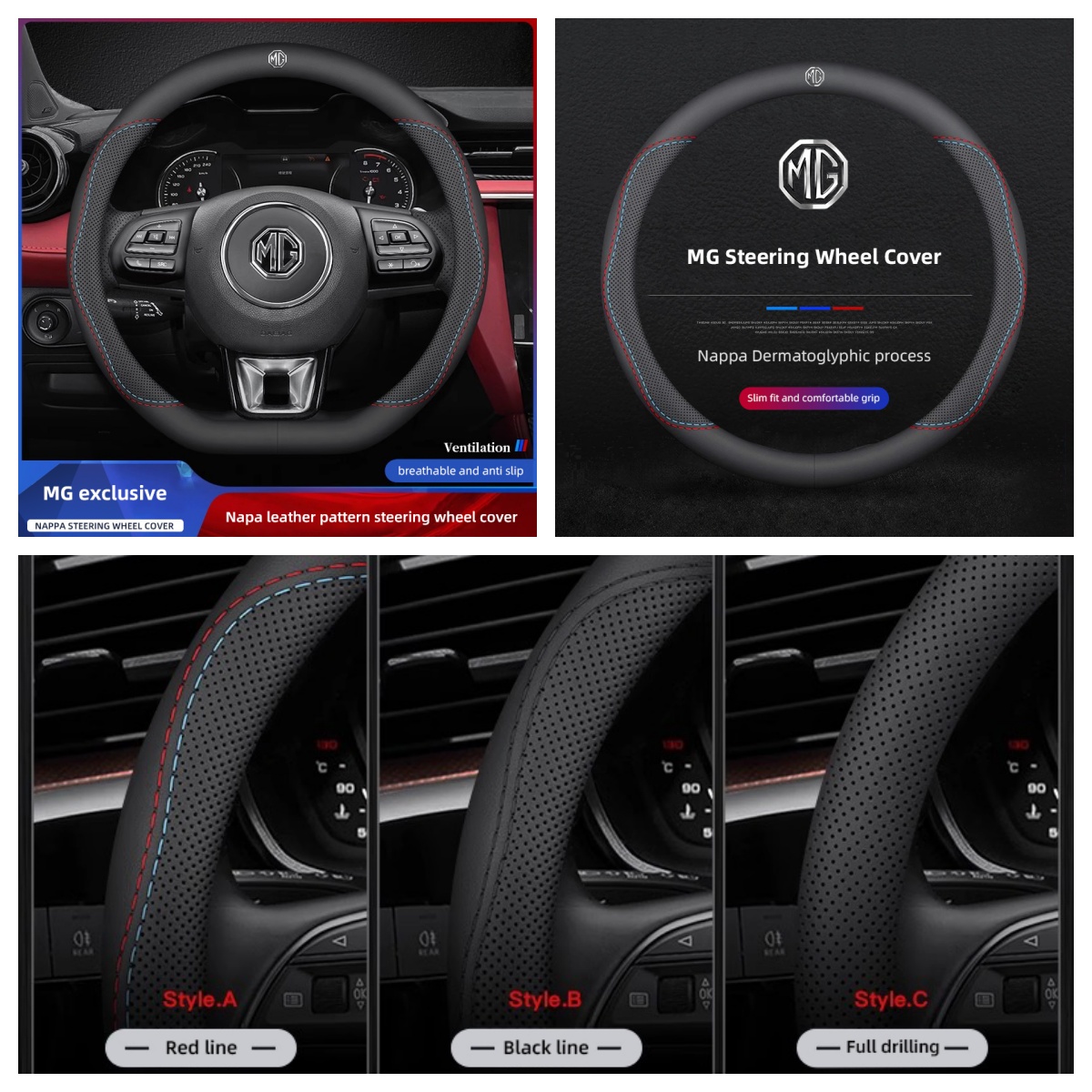 Car Steering Wheel Cover Anti Slip Breathable - 1 Pieza de Funda para Volante