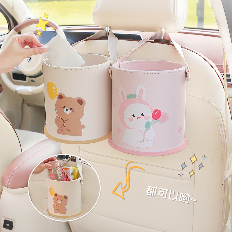 Cubo de basura para coche, caj - Waterproof Car Trash Can With Lid reseña y precio
