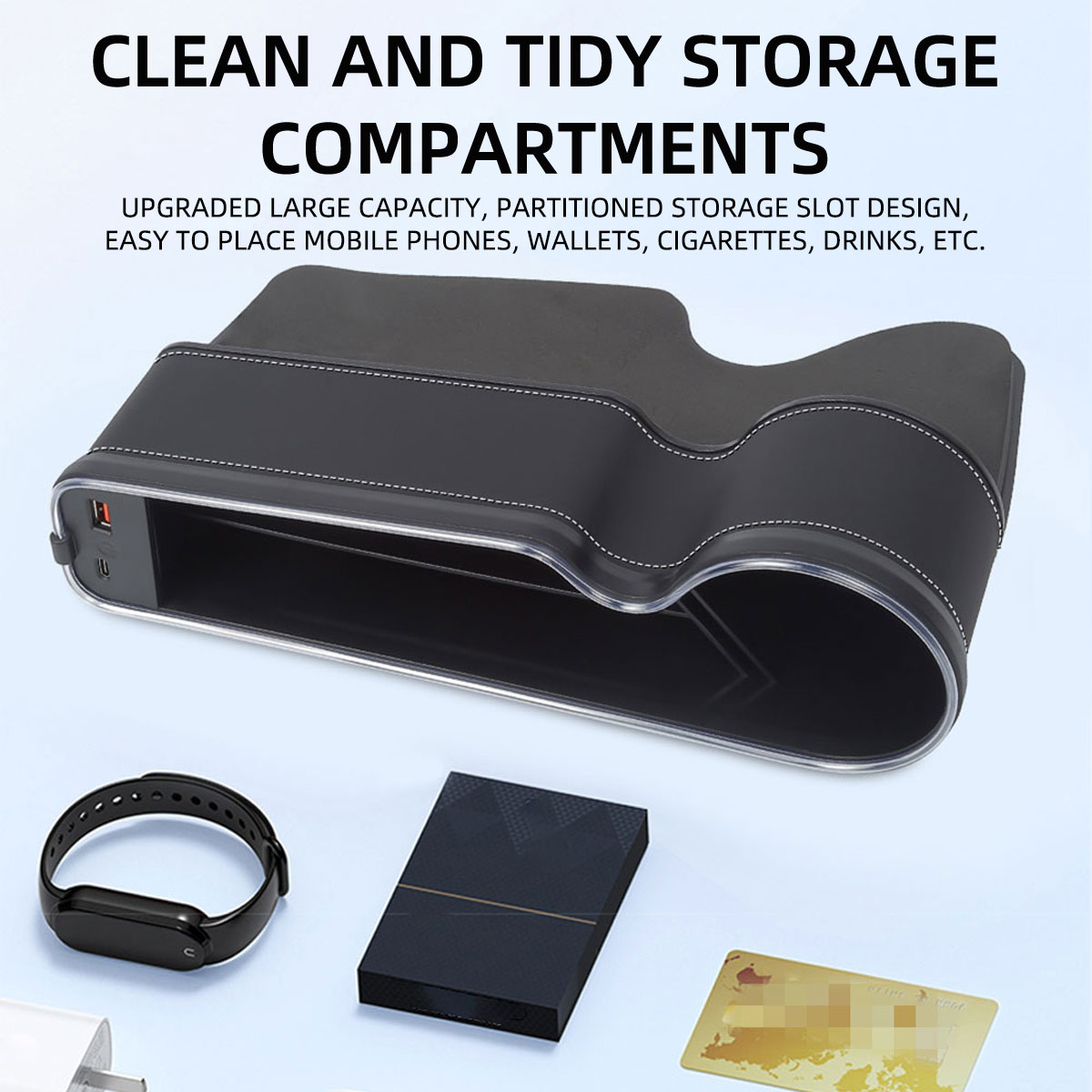 Organizador de Espacio Entre A - Seat Gap Filler Organizer With Usb Charger reseña y precio
