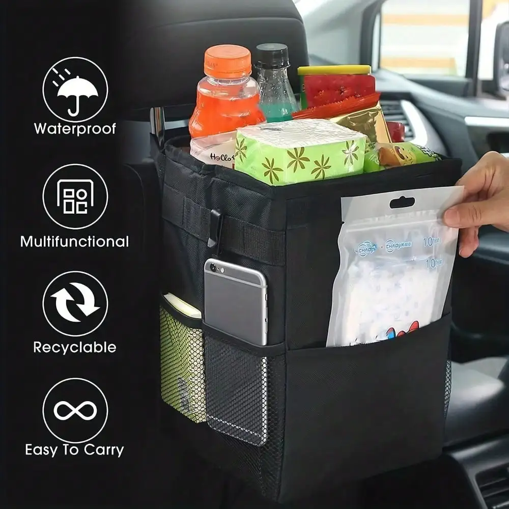 Bote de basura portátil imperm - Waterproof Car Trash Can With Lid reseña y precio