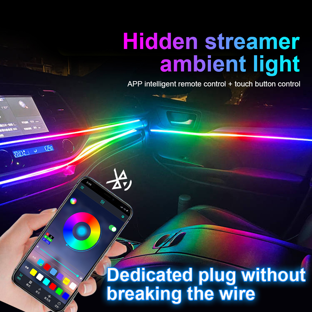18 en 1 64 colores RGB sinfóni - Led Ambient Interior Car Lights App Control reseña y precio