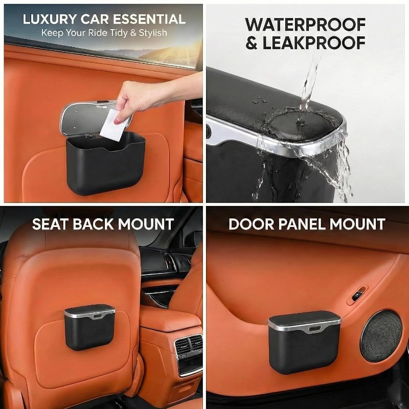 Bote de basura para coche con  - Waterproof Car Trash Can With Lid reseña y precio