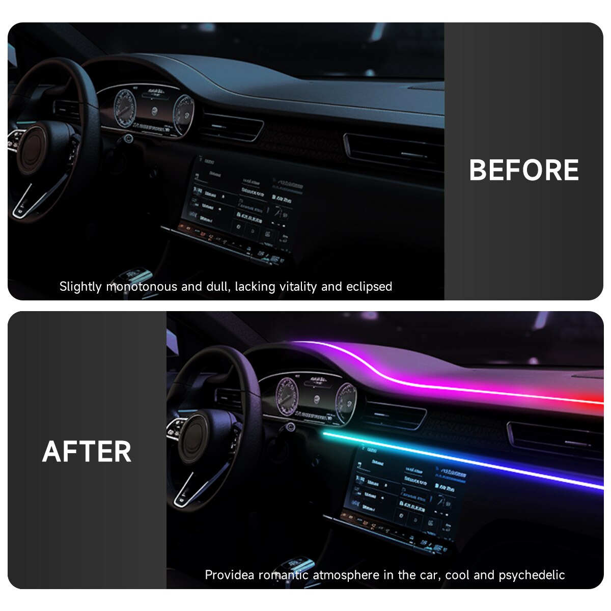Luz LED ambiental para coche,  - Led Ambient Interior Car Lights App Control reseña y precio
