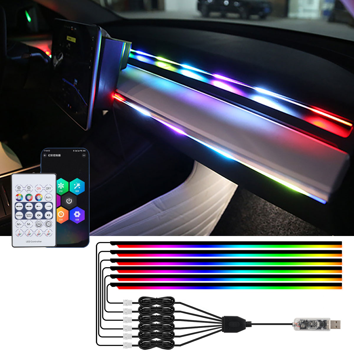 Luces Led ambientales 6/10 en  - Led Ambient Interior Car Lights App Control reseña y precio