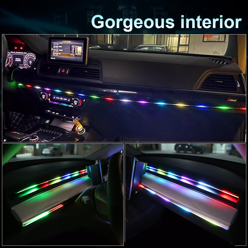 64 colores USB coche LED luz a - Led Ambient Interior Car Lights App Control reseña y precio