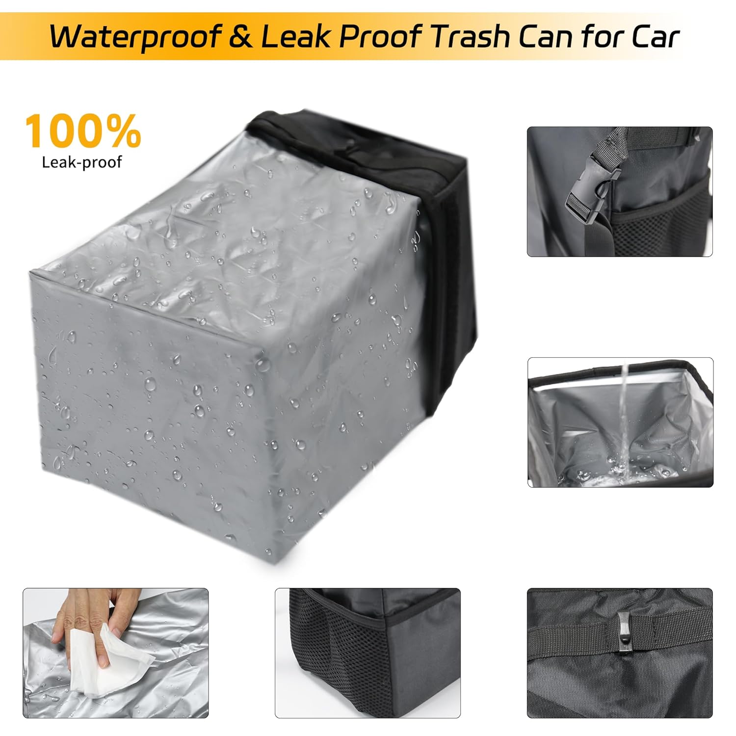 Bote de basura para automóvil  - Waterproof Car Trash Can With Lid reseña y precio