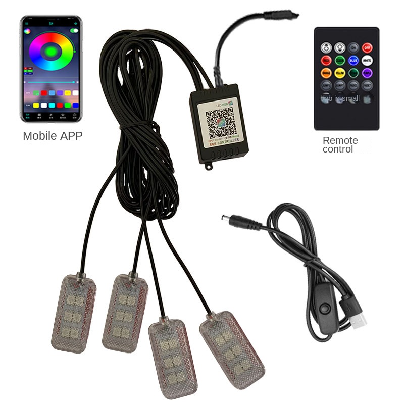 Luz LED de neón de doble contr - Led Ambient Interior Car Lights App Control reseña y precio
